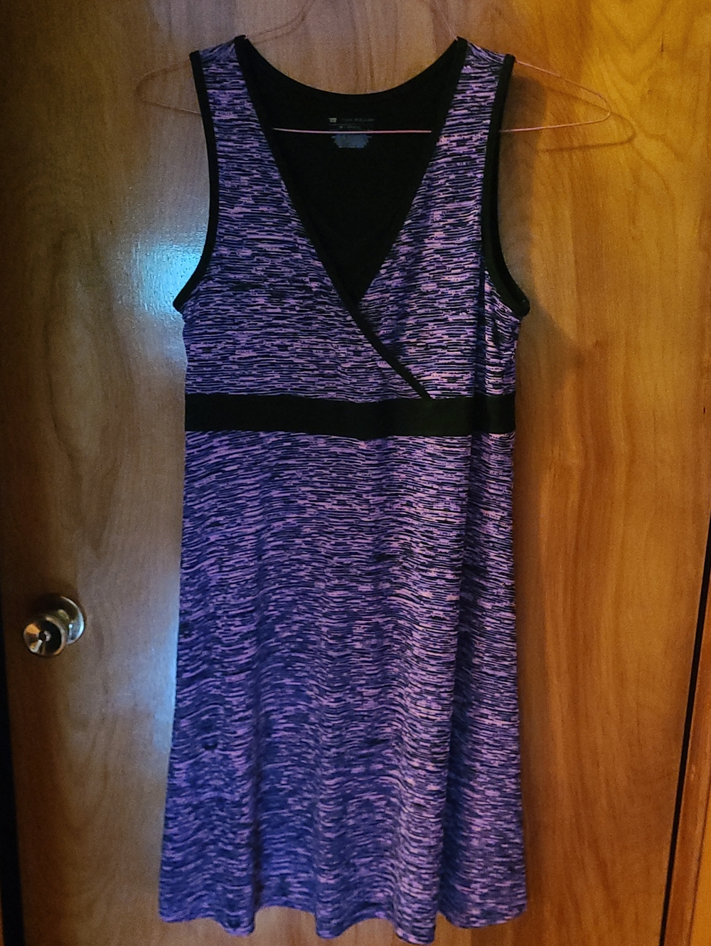 tek gear Purple Space-Dye Sleeveless Wrap-Style Midi Dress with Black Accents